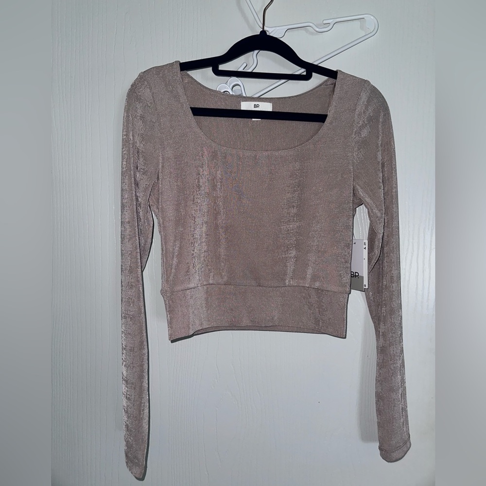 Champagne, BP, shimmer crop top. XS.